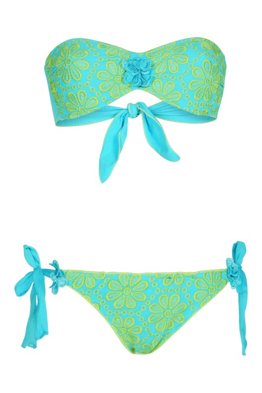 Flavia Padovan Exklusiver Designer Padded Bandeau Bikini in Türkis