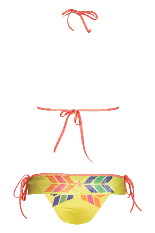 Push-Up Bikini Navajo mit Pailletten in gelb
