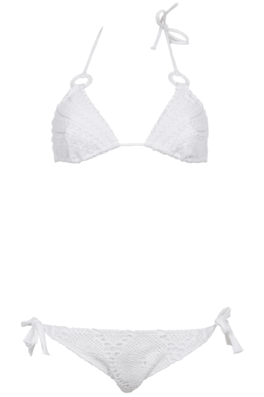 Triangle Bikini in Sommerweiß mit Häkel-Look | Flavia Padovan