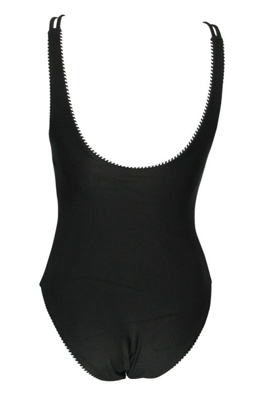 Piped Luxe V-Neck Badeanzug schwarz