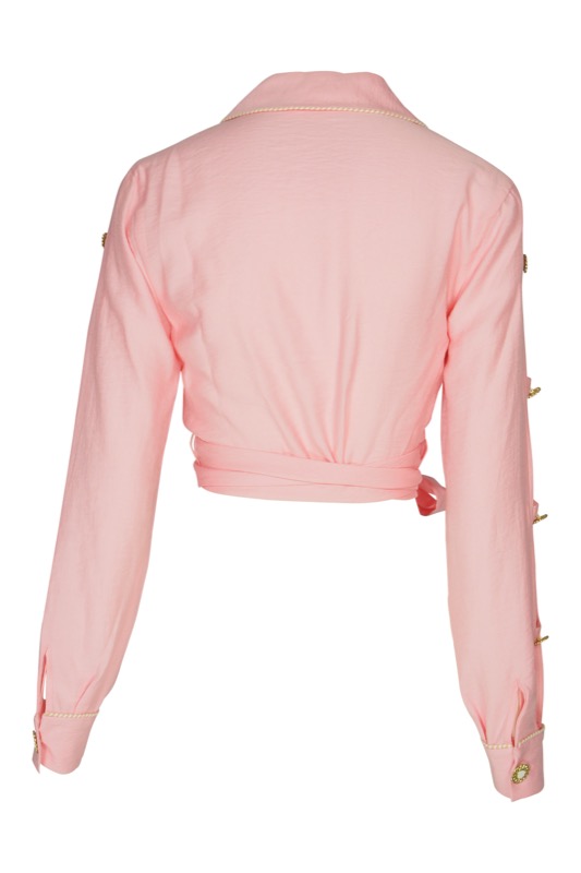 Piped Luxe Wickelbluse Rosa