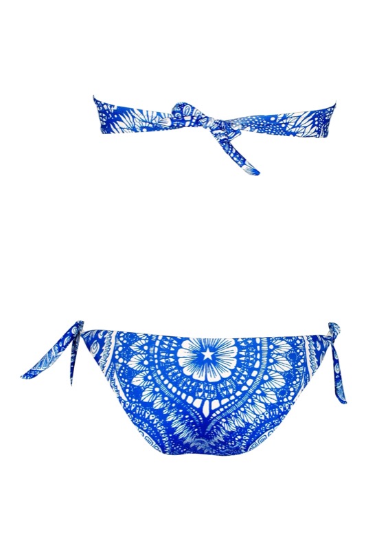 Padded Bandeau Bikini mit Nietendetails in Blau