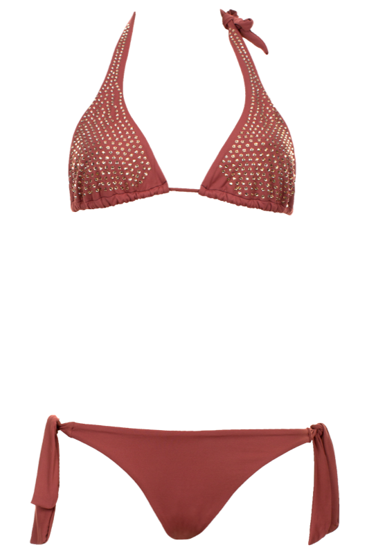 Padded Triangle Bikini mit Strass-Steinen