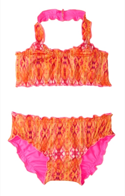 Girls Clara Triangle Bikini Coral Print