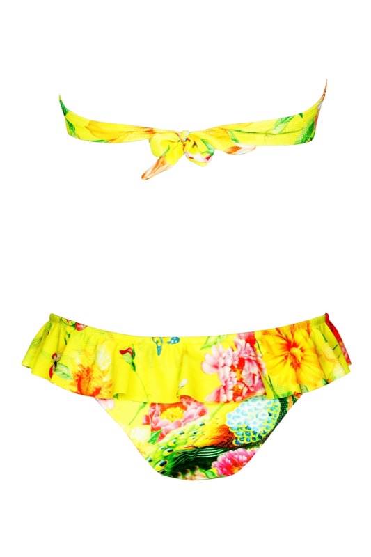 Padded Bandeau Bikini mit Blumenprint in gelb