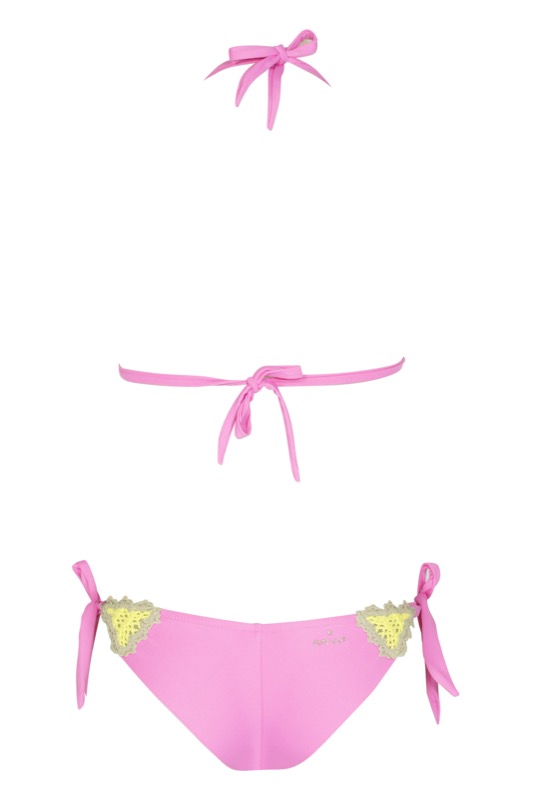 Triangel Bikini mit Häkeldetails in Pink