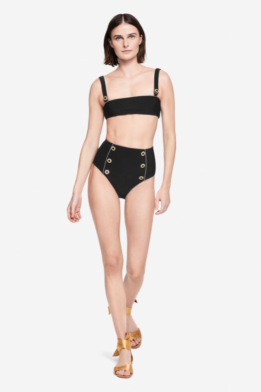 Piped Luxe Strap Bikini schwarz