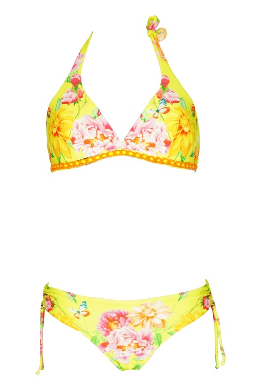 Triangle Bikini mit Blumenprint in gelb C/D Cup