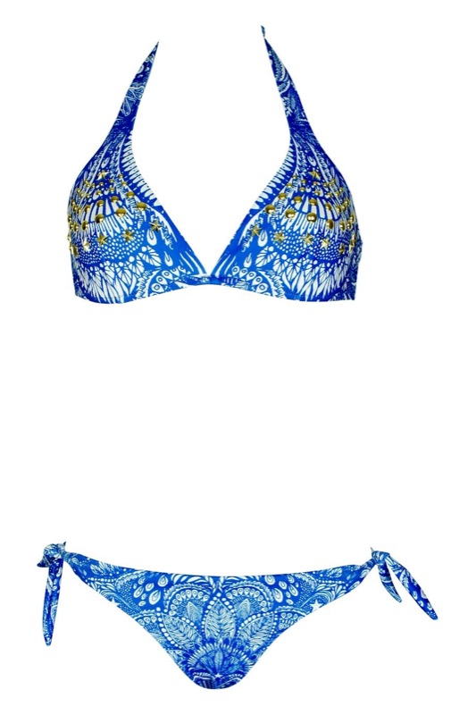 Triangle Bikini mit Nietendetails in blau C/D Cup