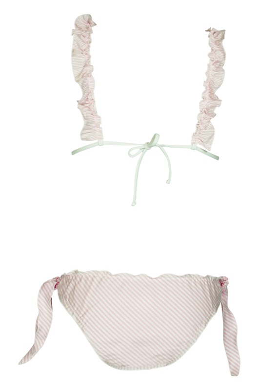 Padded Triangel Bikini mit Streifen in rosa