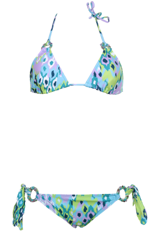 Triangle Bikini mit grafischem Print in Grün-Blau | Flavia Padovan | 2015