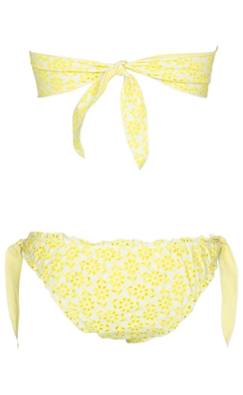 Floral Padded Bandeau Bikini Gelb