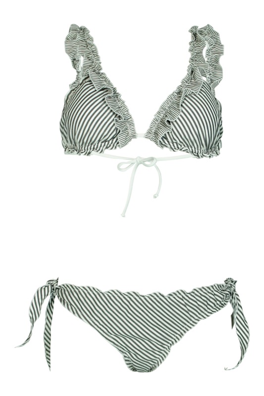 Padded Triangel Bikini mit Streifen in grau