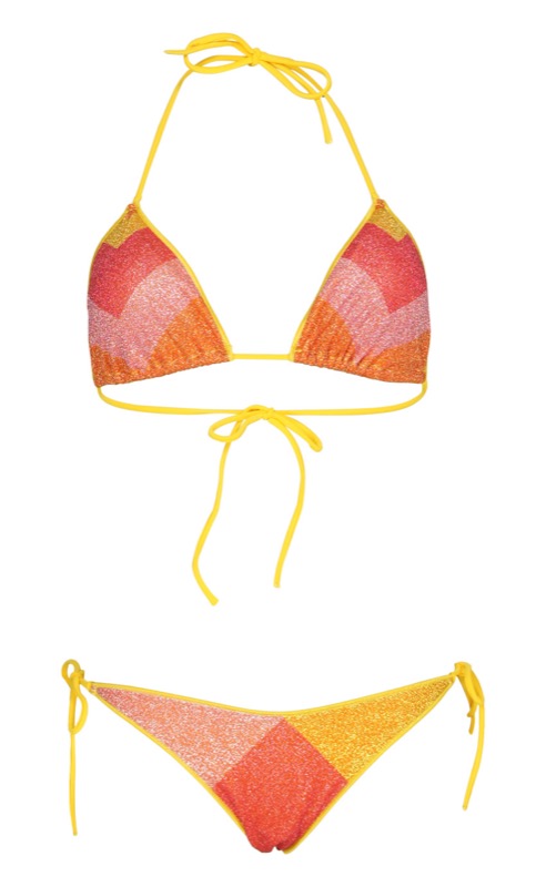 Lurex Padded Triangel Bikini Gelb
