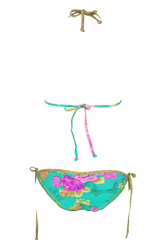 Padded Triangle Bikini mit Blütenprint und Stickerei