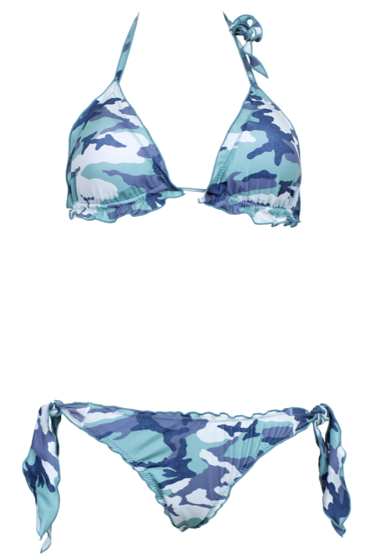 Padded Triangle Bikini mit Camouflage Print