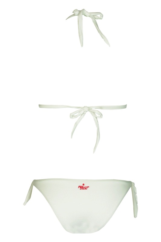 Padded Triangle Bikini in weiß mit Perlenstickerei
