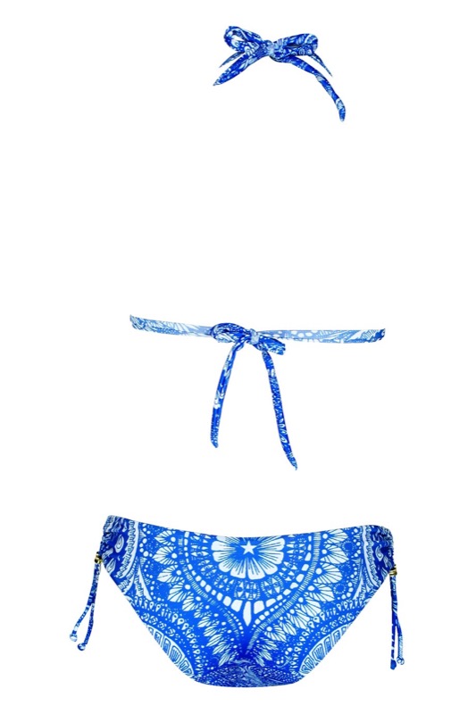 Padded Triangle Bikini mit Nietendetails in blau