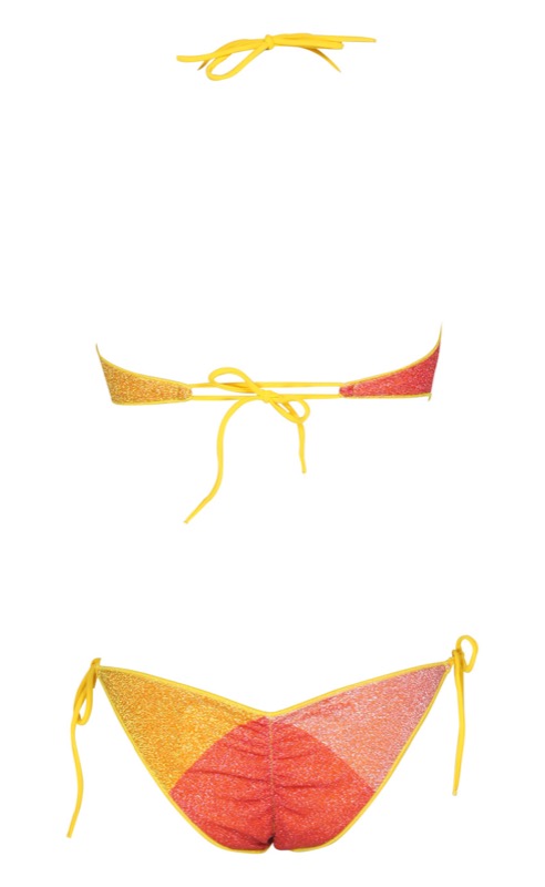 Lurex Padded Bandeau Bikini Gelb