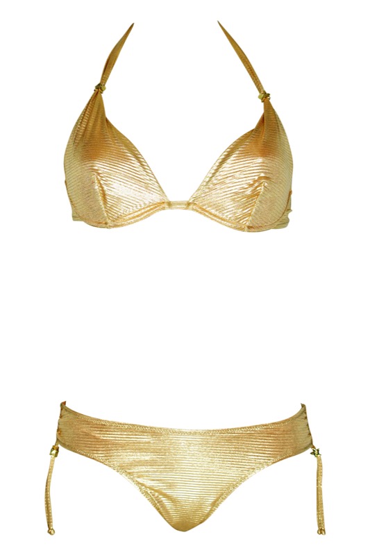 Bügel-Bikini im Metallic-Look gold