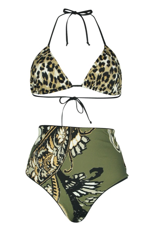 Padded Triangel Bikini mit Leo-Print