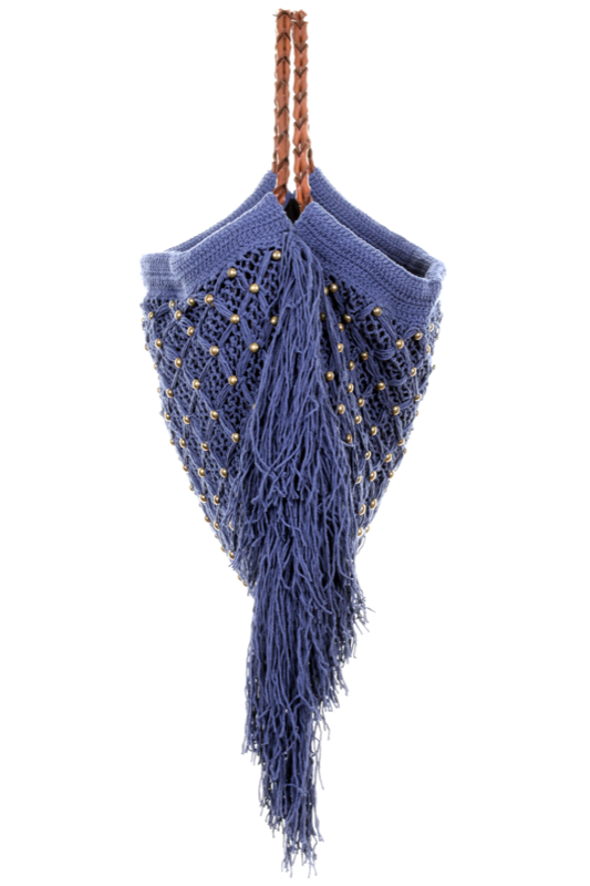 ELLIOT MANN | Neal Handtasche aus reiner Baumwolle in Navy Blue mit Flechtarbei...