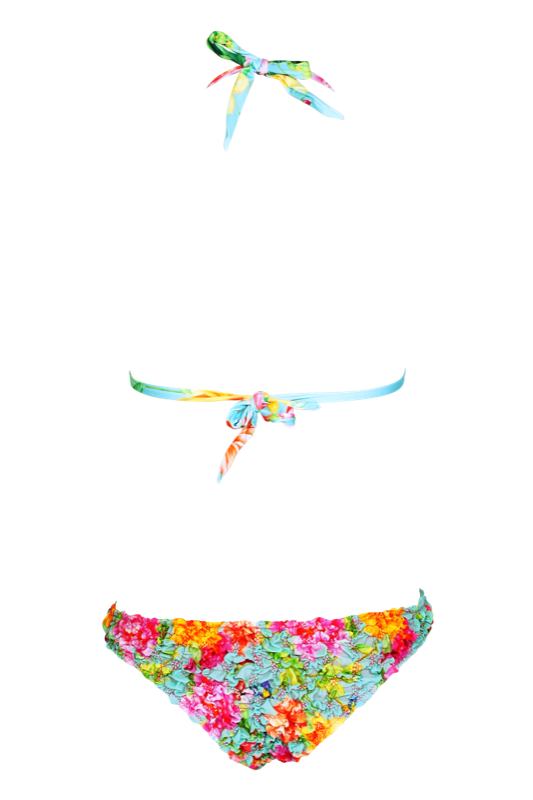 Padded Triangle Bikini gesmokt mit Blütenprint