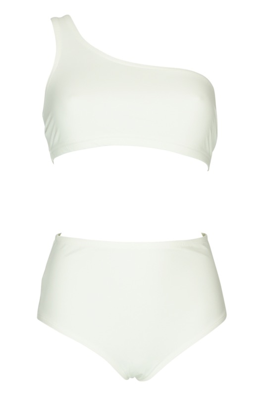Basic Asymmetrischer Bikini weiß
