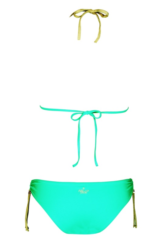 Padded Triangle Bikini in gewebter Lederoptik Türkis