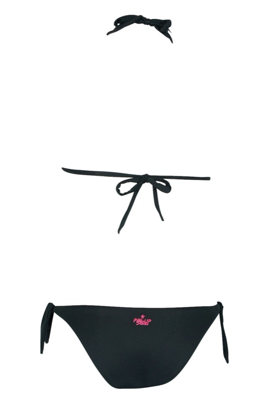 Padded Triangle Bikini in schwarz mit Perlenstickerei