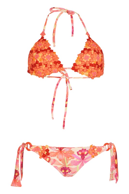 Padded Triangel Bikini mit floralen Häkeldetails
