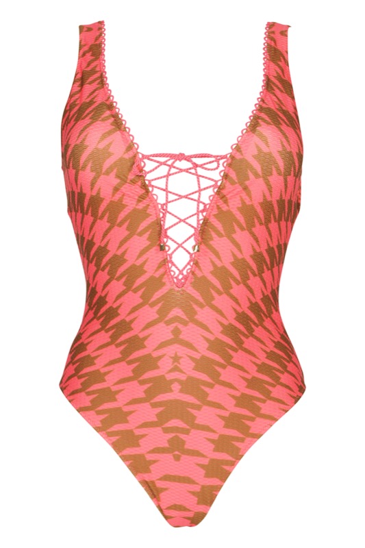 Padded Badeanzug mit geometrichem Muster