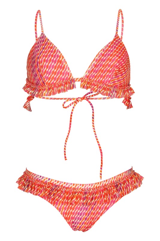 Triangel Bikini mit Rüschen in pink