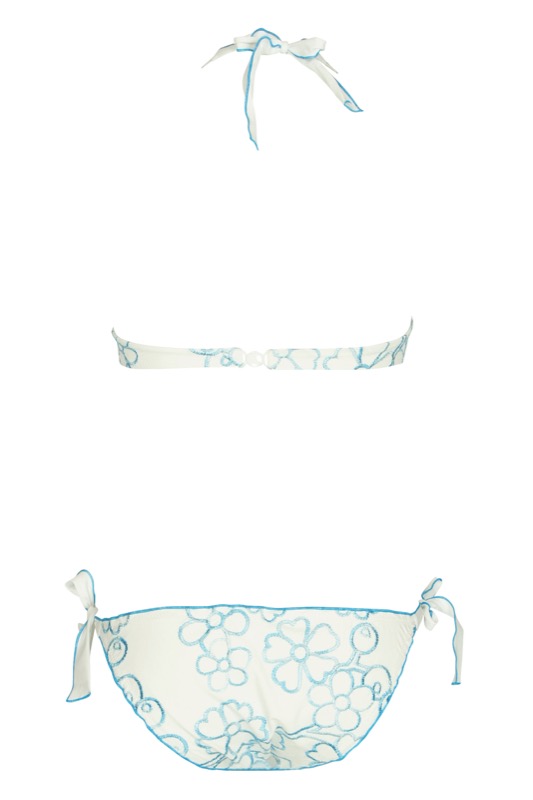 Triangel Bikini mit Blütenstickerei in Weiß C/D Cup