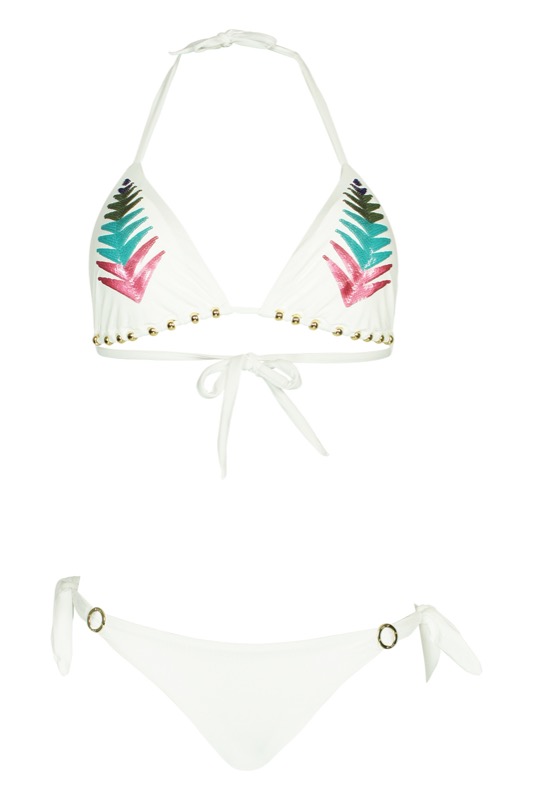 Padded Triangel Bikini mit Pailletten in Weiß